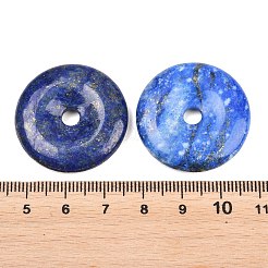 天然石ラピスラズリペンダント  ドーナツ/円盤チャーム  30x5.5~6mm  穴：5mm&nbsp;G-B196-01B-04