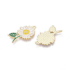 合金エナメルチャーム  花のチャーム  ゴールドカラー  カドミウムフリー＆ニッケルフリー＆鉛フリー  ホワイト  25.5x15.5x1.5mm  穴：1.4mm&nbsp;ENAM-T024-32A-G