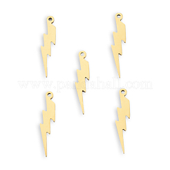 イオンプレーティング（IP）201ステンレスペンダント  稲妻  18KGP本金メッキ  32.5x7x1.5mm  穴：1.6mm&nbsp;STAS-N098-120LG