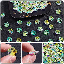 100個のガラスペンダント  花  ABカラー  多面カット  クリアAB  13x14.5x6.5mm  穴：1.4mm&nbsp;GLAA-SP0001-63
