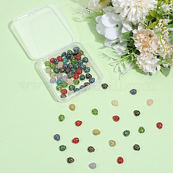 100PCSガラスビーズ  ビートル  ゴールドライン入り  ミックスカラー  9x8x5mm  穴：1mm&nbsp;LAMP-SC0001-92