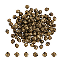 チベットスタイルの合金ビーズ200個。  鉛フリー＆カドミウムフリー  ラウンド  アンティークブロンズ  6mm  穴：1.5mm&nbsp;TIBEB-PH0005-20AB