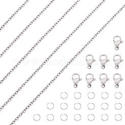 変色しにくい304ステンレススチールアズキチェーンのDIYジュエリーキット  ステンレス鋼色  2.5x2x0.5mm&nbsp;DIY-PJ0001-41B