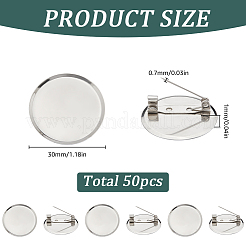合金製ブランクブローチ50個  フラットラウンド  プラチナ  30x1mm&nbsp;FIND-SC0011-79