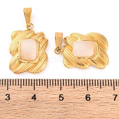 イオンプレーティング(IP)304ステンレスペンダント  猫の目で  長方形  ゴールドカラー  26.5x14.5x4.5mm  穴：6x2.5mm&nbsp;STAS-H226-03G
