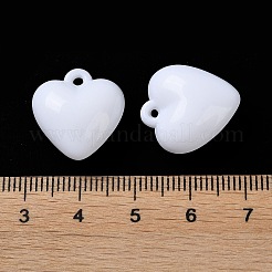 オペークアクリルパーツ  ハートチャーム  ホワイト  18x16.5x8mm  穴：2mm&nbsp;MACR-F079-05D