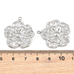 304ステンレスペンダント  花のチャーム  ステンレス鋼色  28x26x2.5mm  穴：1.8mm&nbsp;SA-CBAE7EB-23P