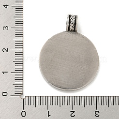 316サージカルステンレスペンダント  オーディン戦士チャーム付きフラットラウンド  アンティークシルバー  33x25.5x7mm  穴：5mm&nbsp;STAS-E212-78AS