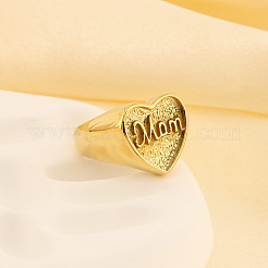 母の日 304ステンレススチール製指輪  ワード「mom」を刻まれるハート  ゴールドカラー  usサイズ9（18.9mm）&nbsp;WGDC005-04
