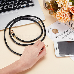 ユニバーサル携帯電話ストラップクロスボディ調節可能な pu レザー電話ストラップ  合金クラスプ付  ブラック  119cm&nbsp;AJEW-WH0470-47C