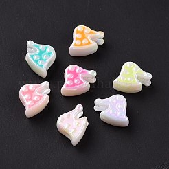UVメッキレインボー虹色アクリルヨーロピアンビーズ  大穴ビーズ  エナメル  帽子  ミックスカラー  11x12.3x7.4mm  穴：4.3mm&nbsp;SACR-E009-38