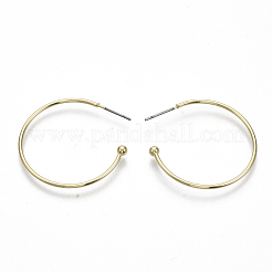 鉄スタッドピアス  ハーフフープピアス  スチールピンと  リング  ライトゴールド  32x31mm  ピン：0.7mm&nbsp;X-EJEW-N013-06