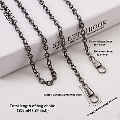 バッグストラップチェーン  アイアン製アズキチェーン  留め金付き  バッグアクセサリー  ミックスカラー  120cm  リンク：7x5x1mm  留め金：25x9x3mm  穴：5x4mm  4色  2個/カラー  8個/セット&nbsp;IFIN-TA0001-31