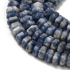 天然ブルースポットジャスパービーズ連売り  多面カット  六角  6x6x3mm  穴：0.8mm  約108個/連  14.72~14.80''（37.4~37.6センチメートル）&nbsp;G-G317-A11-3x6mm