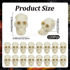 ミニ樹脂製スカルディスプレイデコレーション120個  ハロウィンの装飾  淡いチソウ  20x12.5x15mm&nbsp;FIND-SP0005-58B