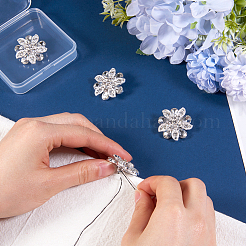 4個セット 1穴 合金製 ラインストーン シャンクボタン  服飾材料  花  クリスタル  30x29.5x11.5mm  穴：2.5mm&nbsp;BUTT-GF0003-73