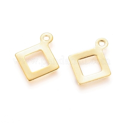 ステンレススチールチャーム201個  菱形  ゴールドカラー  12x9.5x0.5mm  穴：1mm&nbsp;STAS-I123-06G
