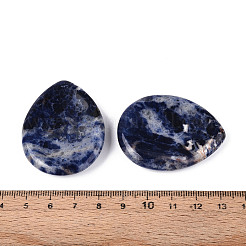 不安を和らげる天然ブルースポットジャスパーの心配石  ティアドロップ  45x35x7.5~8mm&nbsp;G-T144-13I