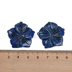天然ソーダライト彫刻ペンダント  花のチャーム  28.5x29.5x5mm  穴：1.2mm&nbsp;G-B097-01A-04