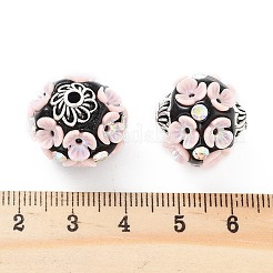 手作りのインドネシアビーズ  合金と樹脂と  花  アンティークシルバー  ピンク  16~18x17.5~19mm  穴：2mm&nbsp;FIND-Q106-18A