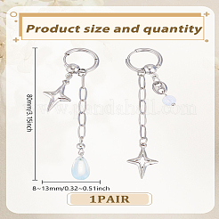 合金製スタータッセルフープピアス1組  左右  プラチナ  80x8~13mm&nbsp;EJEW-LP0007-120