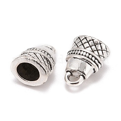 合金コードエンドパーツ  カドミウムフリー＆鉛フリー  釣鐘状  アンティークシルバー  12x9x8mm  穴：1.5mm  内径：4.5x5.5mm&nbsp;LS-EA8507Y