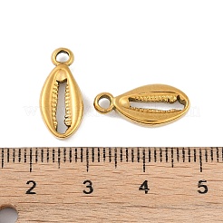 イオンプレーティング（IP）304ステンレスペンダント  シェルチャーム  18KGP本金メッキ  17x8x2.6mm  穴：2.1mm&nbsp;STAS-C106-02G