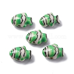 手作りの陶器ビーズ  手描きの陶器ビーズ  魚  ミックスカラー  17.5~18.5x13~13.5x8.5~9mm  穴：1.8mm&nbsp;PORC-R002-01