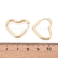 304ステンレススチールフープピアス  ハート  18KGP本金メッキ  20~20.5x24x2.5mm&nbsp;STAS-T074-52G