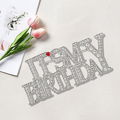 2個 2スタイル it's my birthday 合金ラインストーン ブローチ バックパック 服用  プラチナ  36x77.8mm  1pc /カラー&nbsp;JEWB-GF0011-51A