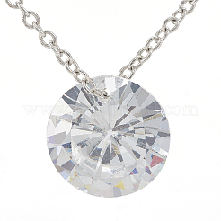 キュービックジルコニア尖底ペンダント  多面カット  フラットラウンド  透明  6mm  穴：1mm&nbsp;X-ZIRC-N037-6mm-01