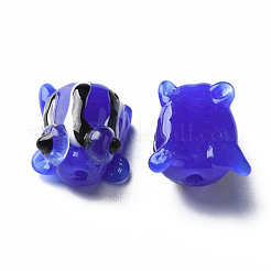 手作りランプワークビーズ  カエル  ブルー  14.5~15.5x11~13x9mm  穴：1.2mm&nbsp;LAMP-T011-13A