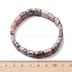 天然ロードナイトのファセットビーズストレッチブレスレット（女性用）  長方形  ビーズ：13x11x5~5.5mm  内径：2.32インチ（5.9cm）&nbsp;BJEW-K251-08I