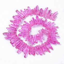 天然クラックルクォーツクリスタル染色ビーズ連売り  チップ  12~35x4~5.5x3~5mm  穴：1mm  約101~102個/連  15.35''（39センチメートル）&nbsp;G-I345-03A