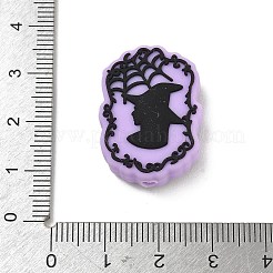 ハロウィンシリコンビーズ  焦点ビーズ  ライラック  蜘蛛の巣のある魔女のシルエット  27.5x30x9.5mm  穴：2mm&nbsp;SL-CBA81D6-05