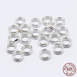 スターリングシルバーのスプリット丸カン 925 個  ダブルループ丸カン  丸い輪  銀  6x2mm  内径：4mm&nbsp;STER-F036-01S-1x6mm