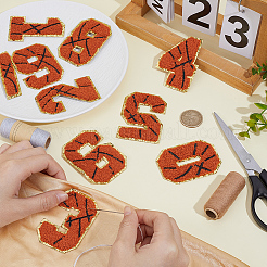 1袋 スポーツテーマ ナンバー0~9 刺繍布 アイロン接着/縫い付けパッチ  マスクと衣装のアクセサリー  アップリケ  シエナ  71~72.5x38~50x2.5mm  10個/袋&nbsp;PATC-CY0001-65B