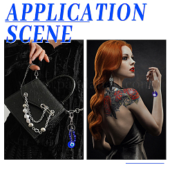 8個 4スタイル ハンドメイド イーブルアイ ランプワークペンダント  フラットラウンド  ブルー  25~40x5~7mm  穴：4x6mm  2個/スタイル&nbsp;LAMP-PH0001-10