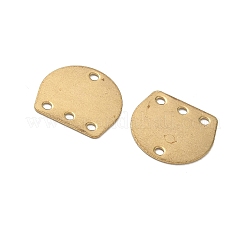 真鍮製のシャンデリアコンポーネントリンク  4穴コネクター  半円  生（メッキなし）  13x14x0.4mm  穴：1mm&nbsp;FIND-WH0113-03C