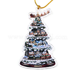 アクリルクリスマスツリーペンダント装飾  クリスマスパーティーや車のリフレクターの吊り下げ飾りに。  カラフル  204mm&nbsp;HJEW-Q010-01B