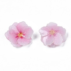 プラスチックビーズ  花  ピンク  22x22x5mm  穴：1mm&nbsp;X-KY-N015-032
