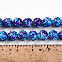 合成ターコイズビーズ連売り  スプレー塗装  ラウンド  モーブ  13x14mm  穴：1mm  約28個/連  14.57''（37センチメートル）&nbsp;TURQ-T004-08A-07