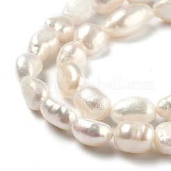 天然養殖淡水パールビーズ連売り  ライス  ビスク  8.5~15x7~8mm  穴：0.7mm  約33個/連  13.58インチ（34.5cm）&nbsp;PEAR-L033-33D