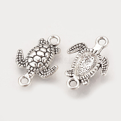 チベットスタイルの合金リンクコネクター  ウミガメ  カドミウムフリー＆鉛フリー  アンティークシルバー  21x14.5x4mm  穴：2mm&nbsp;X-TIBE-Q075-47AS-LF