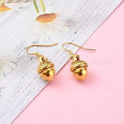 チベット風合金どんぐりダングルピアス  鉄のピアスフック  アンティーク黄金  34mm  ピン：0.5mm&nbsp;EJEW-JE04504-02