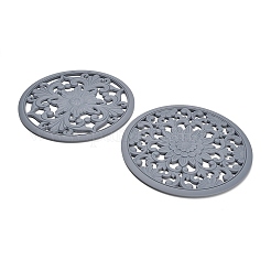 花柄のシリコン製断熱コースター  レストランウエスタンプレースマット  ラウンド  グレー  160x0.8mm  約3個/セット&nbsp;AJEW-K055-01A
