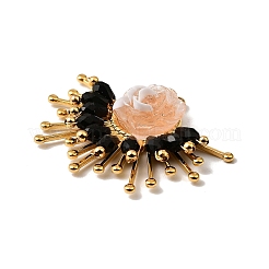 304ステンレススチール、アクリルパーツ付き  花  ゴールドカラー  30x40x8mm  穴：1.8mm&nbsp;STAS-Z148-04G