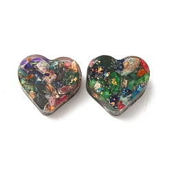 天然ジャスパー染めビーズ  透明樹脂と  ハート  14.5~15x16x7mm  穴：1.2mm&nbsp;G-D060-02