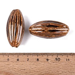 ヴィンテージの手作り磁器ビーズ  ファンシーアンティーク施釉磁器  オーバル  シエナ  40~41x18~21mm  穴：3~3.5mm&nbsp;PORC-N013-24-02