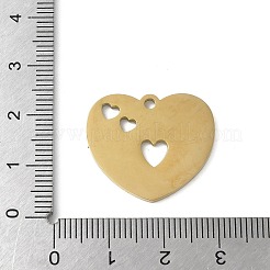 304ステンレススチール製フィリグリーペンダント  ハート  ∥で∥  言葉  チャーム  18KGP本金メッキ  21x24x1.5mm  穴：2mm&nbsp;LS-STAS-E501-07G